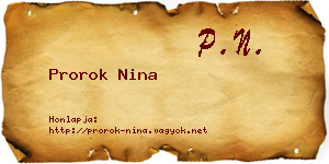 Prorok Nina névjegykártya
